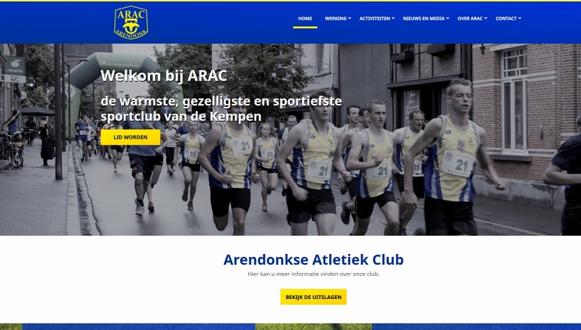 Atletiekclub ARAC lanceert nieuwe website